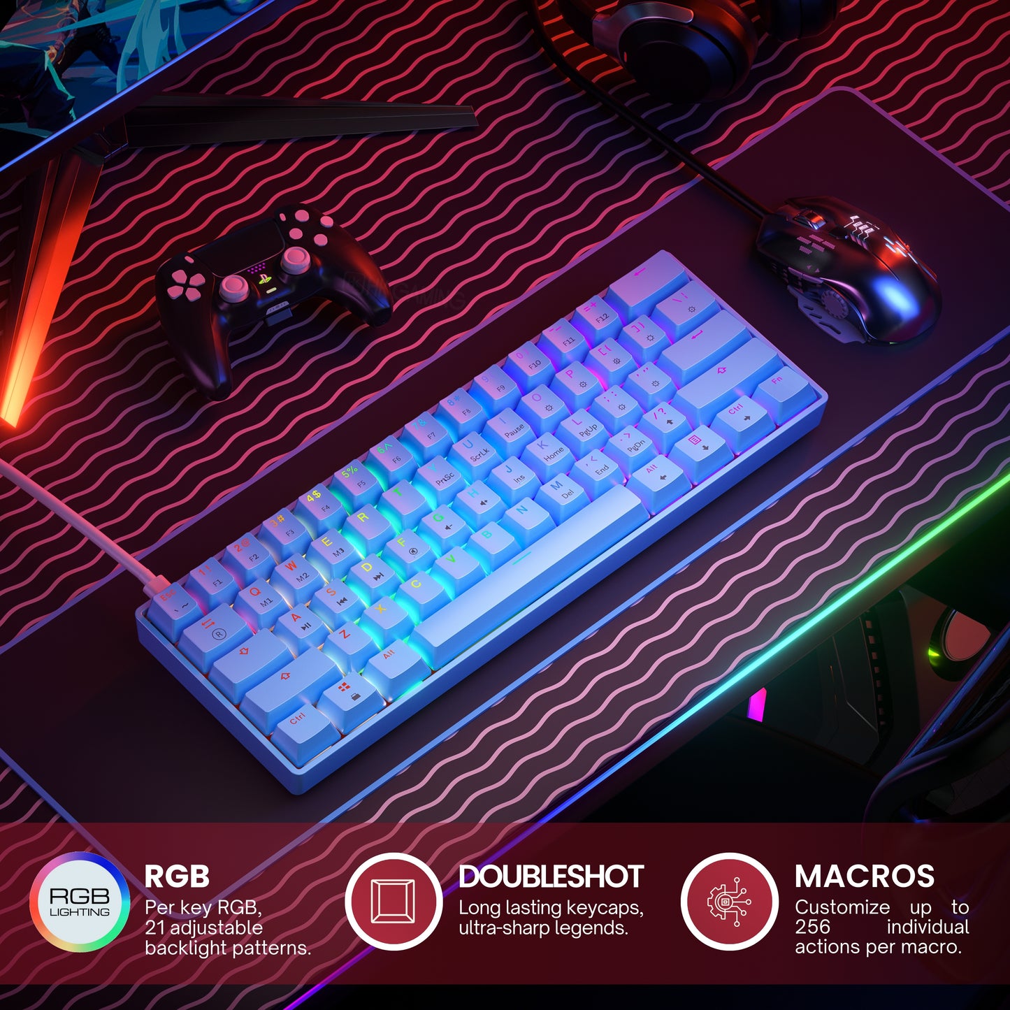 GK61 v3 - 60% Hotswap Mechanical Keyboard - US Layout - Mechanical Switches