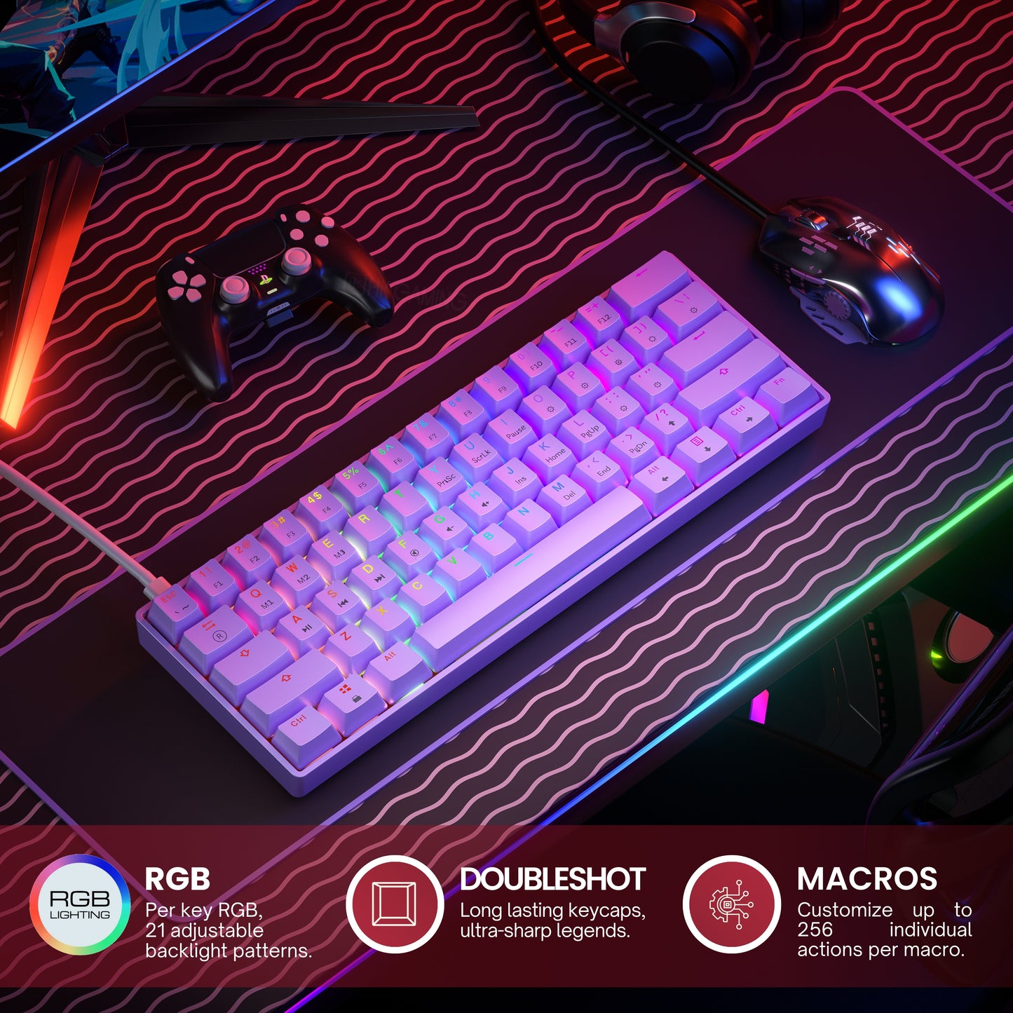 GK61 v3 - 60% Hotswap Mechanical Keyboard - US Layout - Mechanical Switches