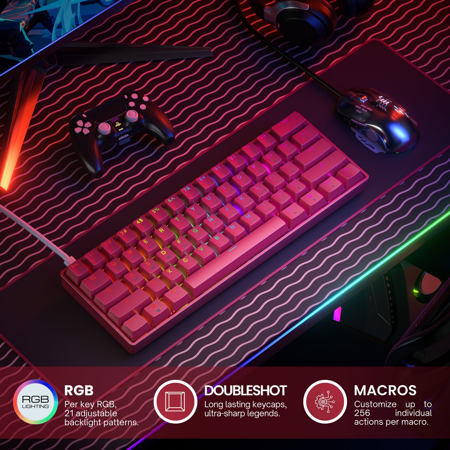 GK61 v3 - 60% Hotswap Mechanical Keyboard - US Layout - Mechanical Switches