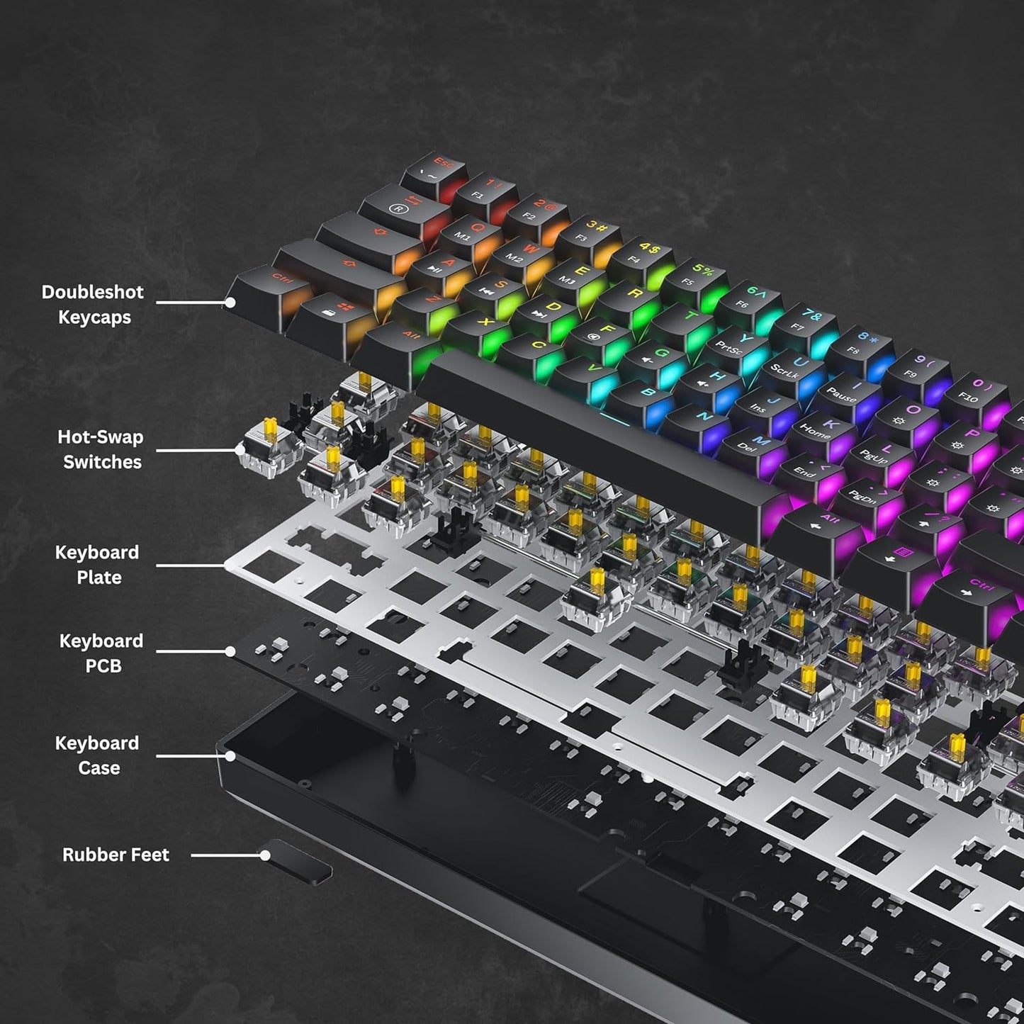 GK61 v3 - 60% Hotswap Mechanical Keyboard - US Layout - Mechanical Switches